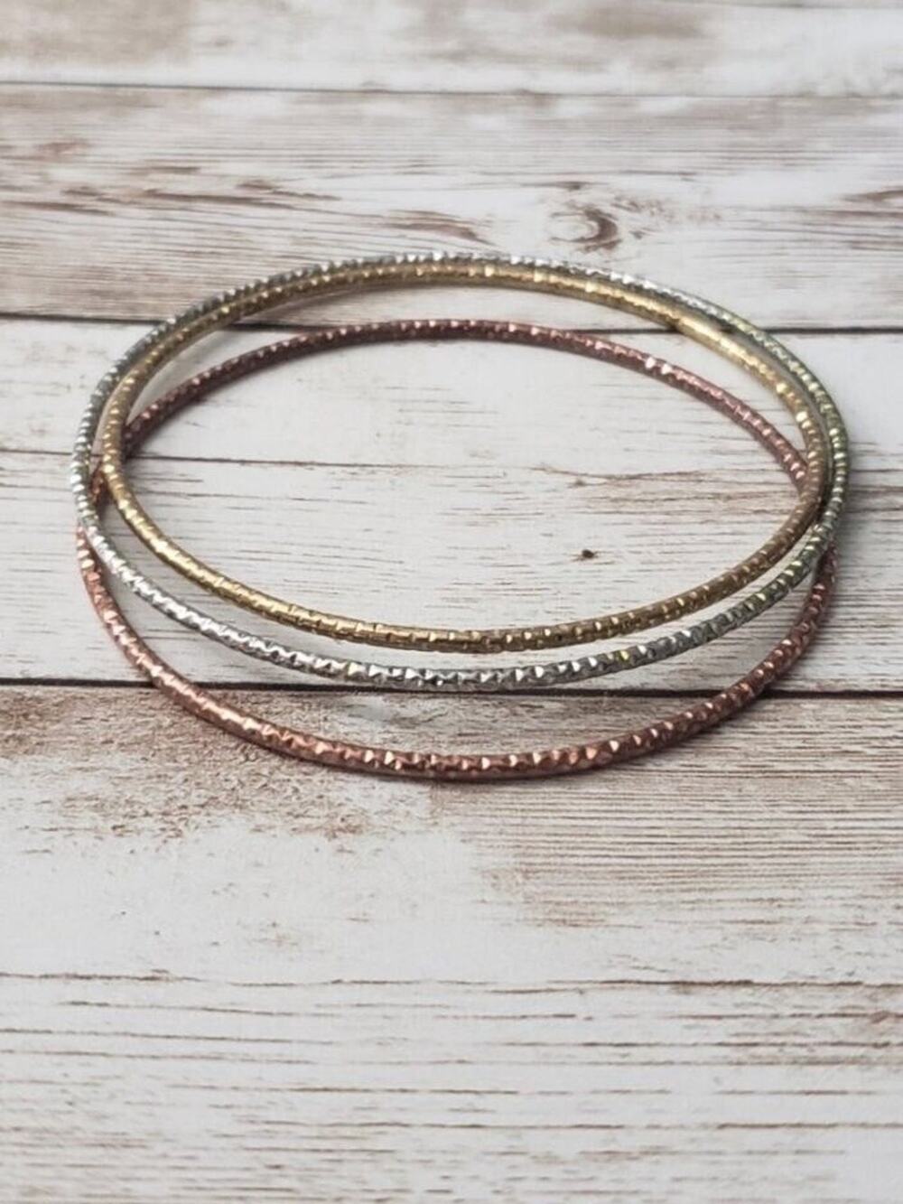Multi Tone Thin Bangles / Bracelets (Three Bracelets)
